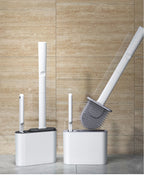 Wall Hanging Toilet Cleaning WC Brush Holder Long Handled Silicone Water Proof Quick Drying Soft Bristles Bathroom Accessories