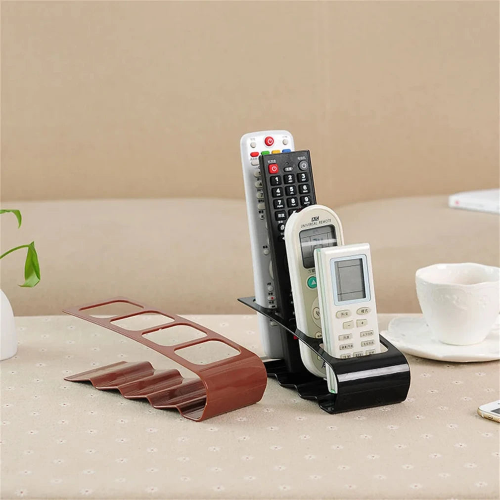 Soporte organizador de 4 compartimentos para mandos a distancia de TV y electrodomésticos; soporte de sobremesa para el hogar, la sala de estar o la oficina.