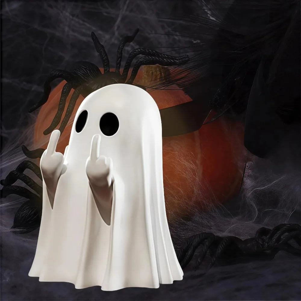unidades: Figura de fantasma adorable haciendo el gesto del dedo medio; ideal para fiestas de Halloween, carnavales y celebraciones; sirve como adorno decorativo o relleno para bolsas de regalo.