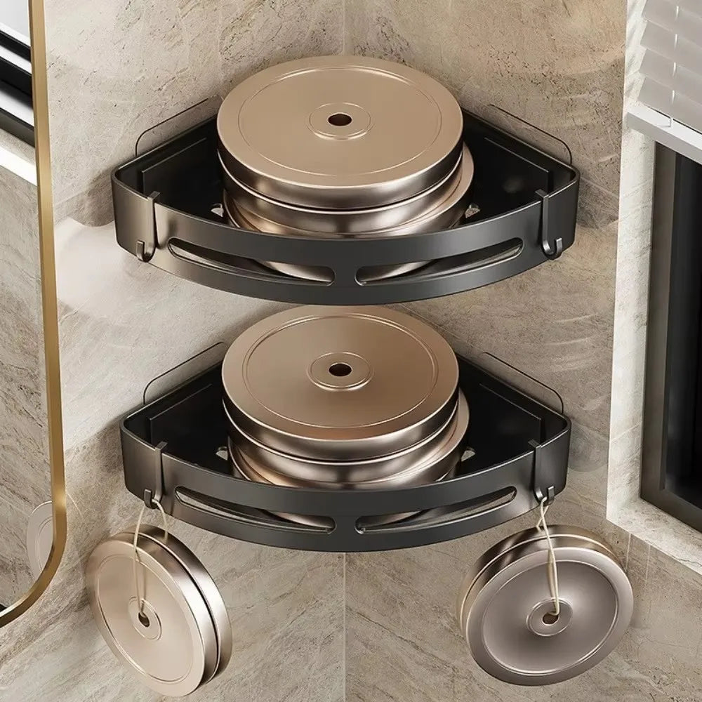 Soporte adhesivo para baño estante organizador para ducha, repisa de almacenamiento sin taladrar, esquinero para baño y toallero.