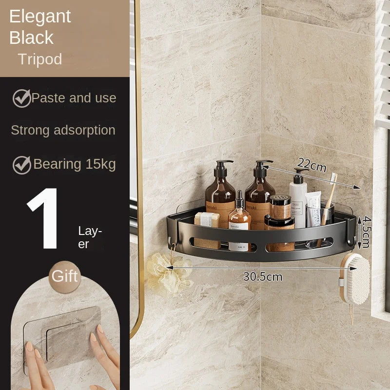 Soporte adhesivo para baño estante organizador para ducha, repisa de almacenamiento sin taladrar, esquinero para baño y toallero.