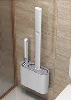 Wall Hanging Toilet Cleaning WC Brush Holder Long Handled Silicone Water Proof Quick Drying Soft Bristles Bathroom Accessories