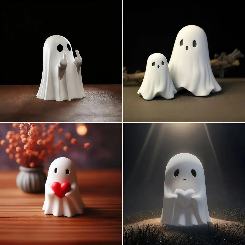 unidades: Figura de fantasma adorable haciendo el gesto del dedo medio; ideal para fiestas de Halloween, carnavales y celebraciones; sirve como adorno decorativo o relleno para bolsas de regalo.