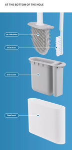Wall Hanging Toilet Cleaning WC Brush Holder Long Handled Silicone Water Proof Quick Drying Soft Bristles Bathroom Accessories