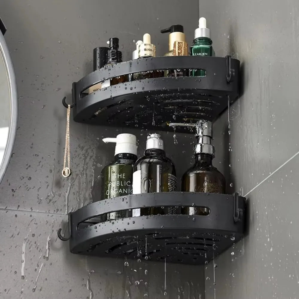 Soporte adhesivo para baño estante organizador para ducha, repisa de almacenamiento sin taladrar, esquinero para baño y toallero.