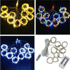 Christmas Home Decoration USB 8 Modes Fairy Garland Lights LED Curtain String Lights with Remote Control for Bedroom Wedding