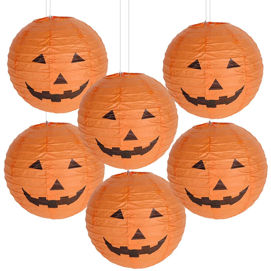 Unidades de farolillos de papel colgantes para Halloween, ideales para decorar el hogar, interiores, exteriores o el jardín; adornos y accesorios con temática de calabazas de terror para fiestas de Halloween.