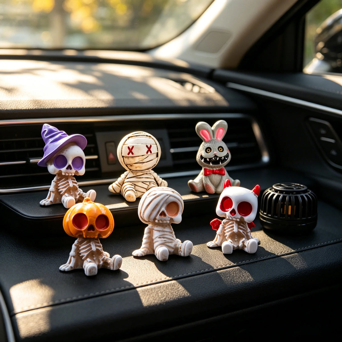 6 figuras de resina para Halloween (esqueletos y momias) – Mini estatuas para micro paisajismo, bonsáis, decoración de coches o escritorios