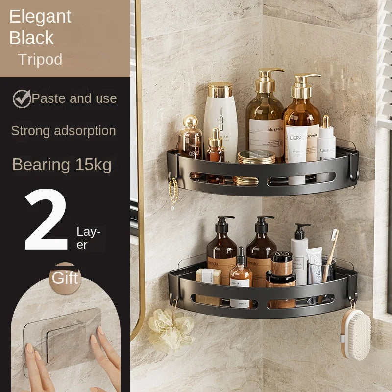 Soporte adhesivo para baño estante organizador para ducha, repisa de almacenamiento sin taladrar, esquinero para baño y toallero.