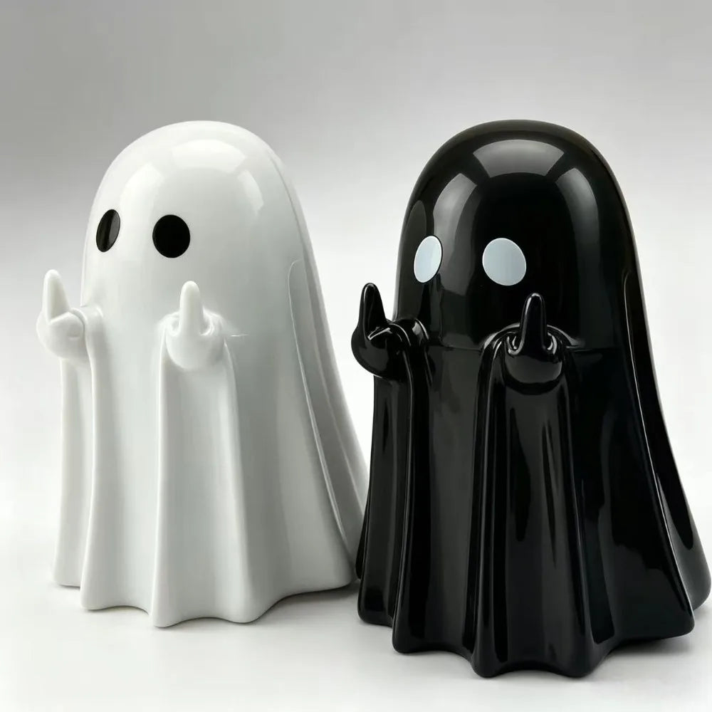 unidades: Figura de fantasma adorable haciendo el gesto del dedo medio; ideal para fiestas de Halloween, carnavales y celebraciones; sirve como adorno decorativo o relleno para bolsas de regalo.