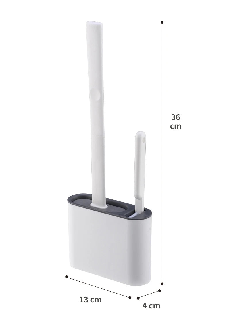 Wall Hanging Toilet Cleaning WC Brush Holder Long Handled Silicone Water Proof Quick Drying Soft Bristles Bathroom Accessories