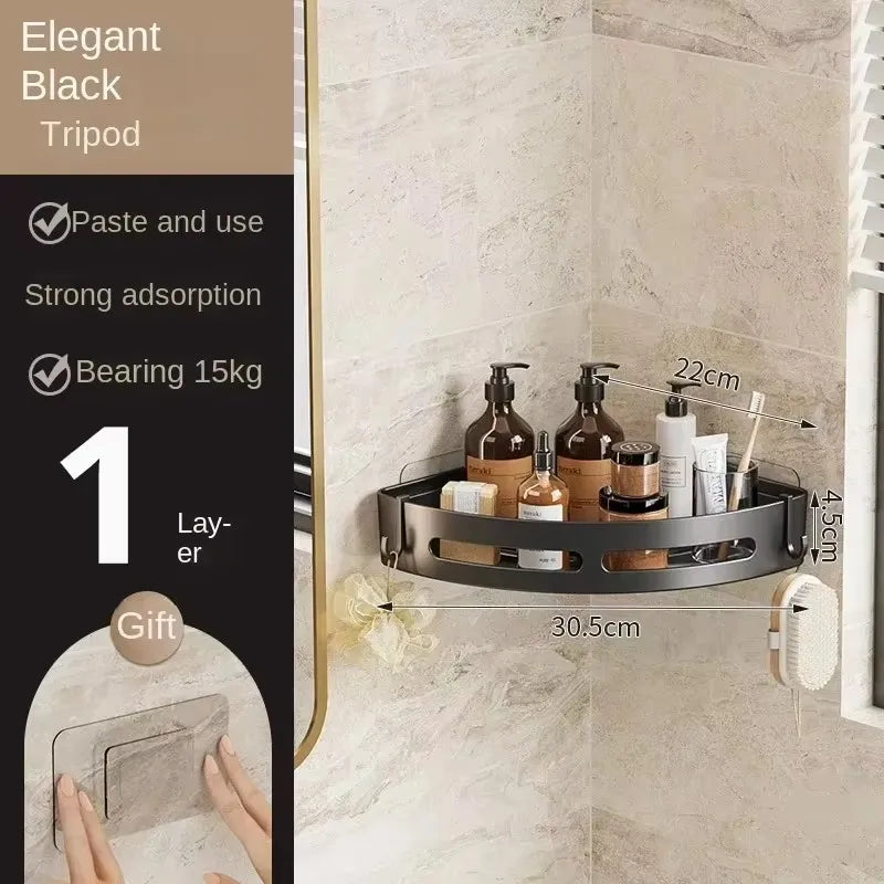 Soporte adhesivo para baño estante organizador para ducha, repisa de almacenamiento sin taladrar, esquinero para baño y toallero.