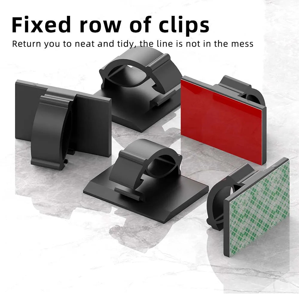 Clips organizadores de cables, soportes para cables, gestor de cables para escritorio o estación de trabajo, organizador para cables de carga USB y datos, enrollador de cables.