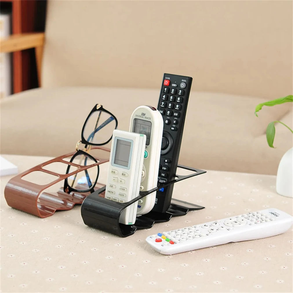 Soporte organizador de 4 compartimentos para mandos a distancia de TV y electrodomésticos; soporte de sobremesa para el hogar, la sala de estar o la oficina.
