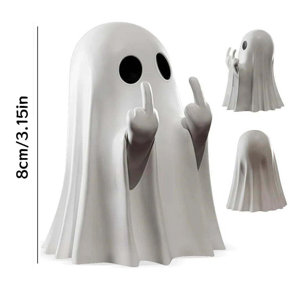 unidades: Figura de fantasma adorable haciendo el gesto del dedo medio; ideal para fiestas de Halloween, carnavales y celebraciones; sirve como adorno decorativo o relleno para bolsas de regalo.