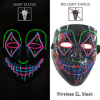 Wireless Neon LED Purge Mask Glow in The Dark Cosplay Horror Mask Halloween Masquerade Party Masks Glowing Funny Dress Up