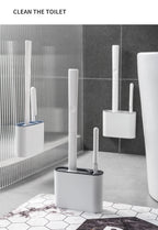 Wall Hanging Toilet Cleaning WC Brush Holder Long Handled Silicone Water Proof Quick Drying Soft Bristles Bathroom Accessories