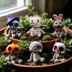 6 figuras de resina para Halloween (esqueletos y momias) – Mini estatuas para micro paisajismo, bonsáis, decoración de coches o escritorios