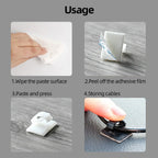Clips organizadores de cables, soportes para cables, gestor de cables para escritorio o estación de trabajo, organizador para cables de carga USB y datos, enrollador de cables.