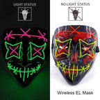Wireless Neon LED Purge Mask Glow in The Dark Cosplay Horror Mask Halloween Masquerade Party Masks Glowing Funny Dress Up