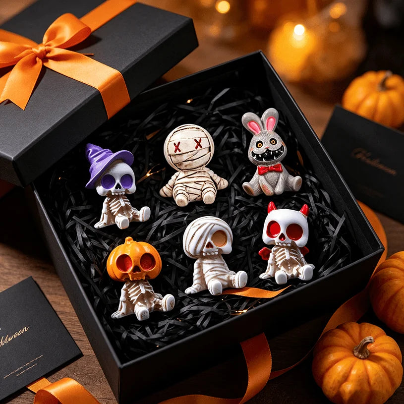 6 figuras de resina para Halloween (esqueletos y momias) – Mini estatuas para micro paisajismo, bonsáis, decoración de coches o escritorios